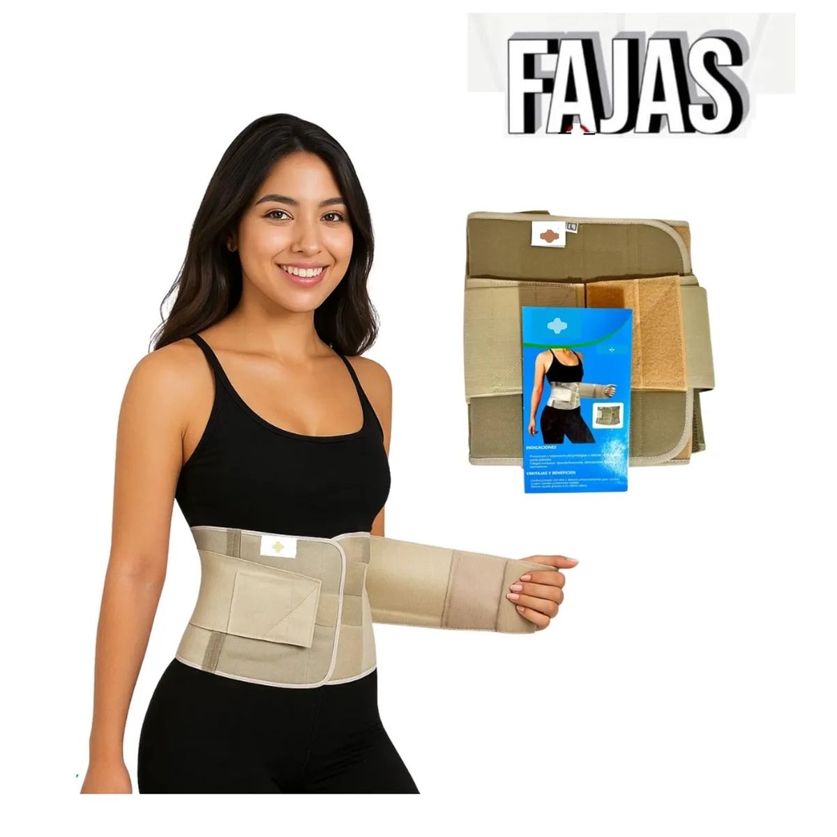 GENERICO - Faja Lumbosacra con Soporte de Silicona TALLA L