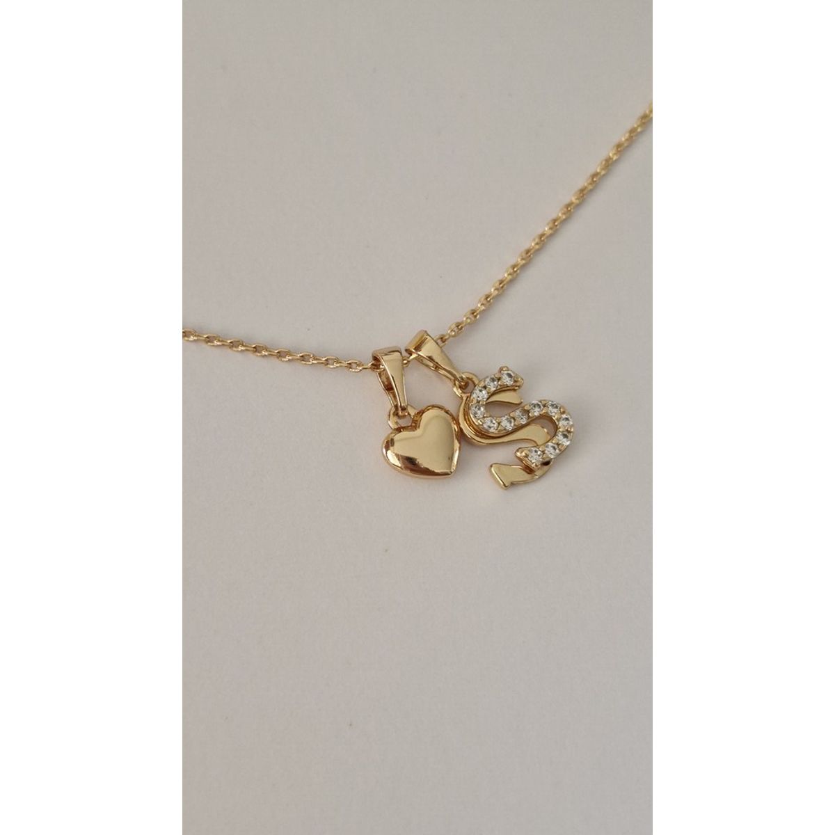 GENERICO - Collar Inicial Doble S con Corazón