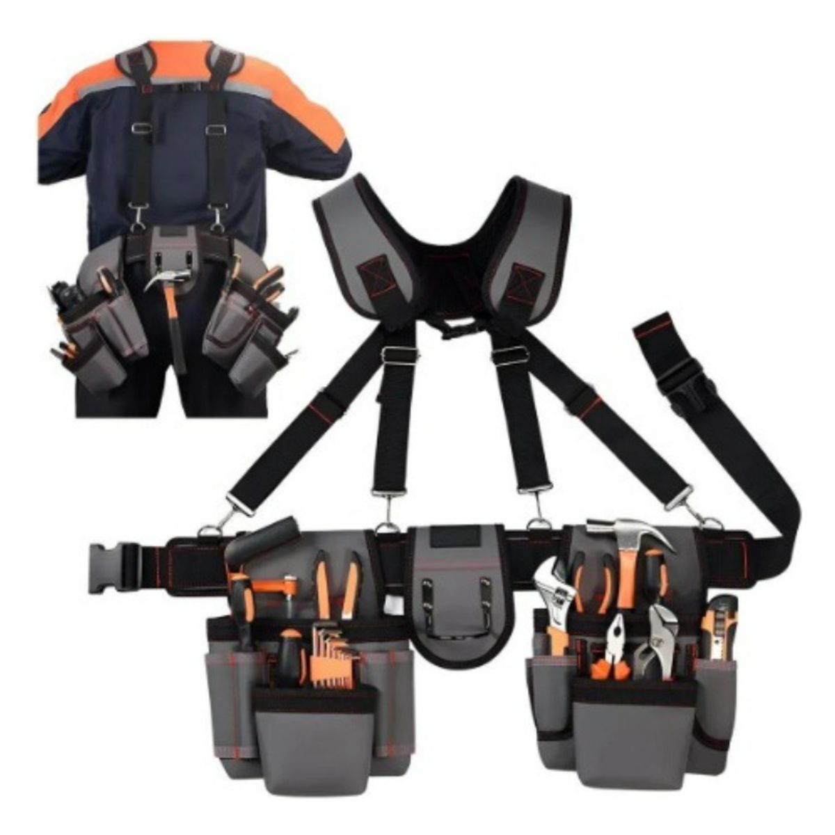 U BUY - Cinturón De Herramientas Con Tirante Y Bolsa Portaherramieta