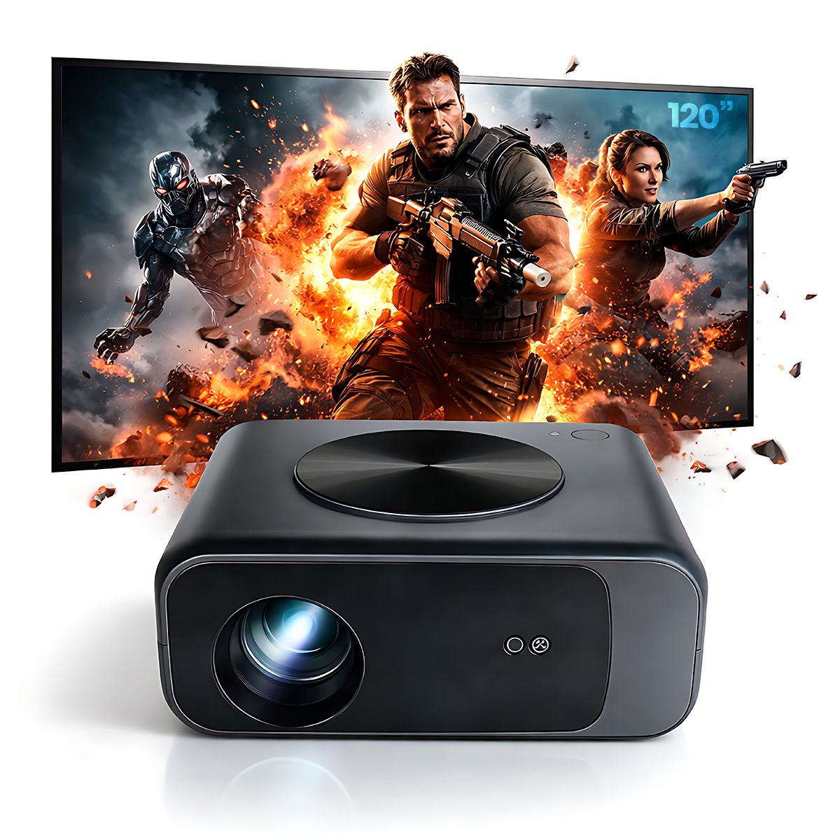 OWLENZ - Proyector Smart Owlenz SD550 con Enfoque Automático + Ecran De 120 Pulgadas Blanco