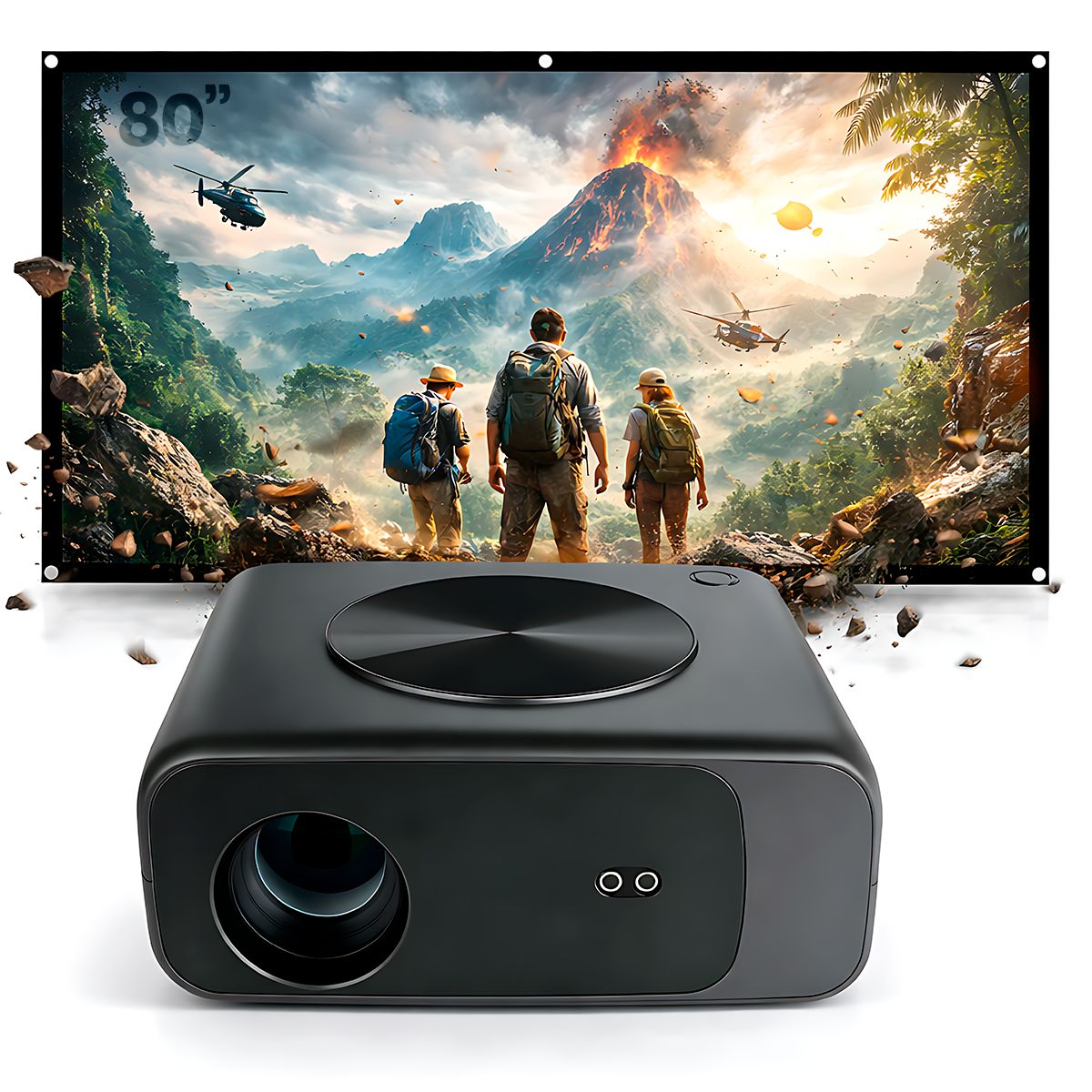 OWLENZ - Proyector Smart Owlenz SD550 Enfoque Automático + Ecran Reflectiva 80 Pulgadas Blanco