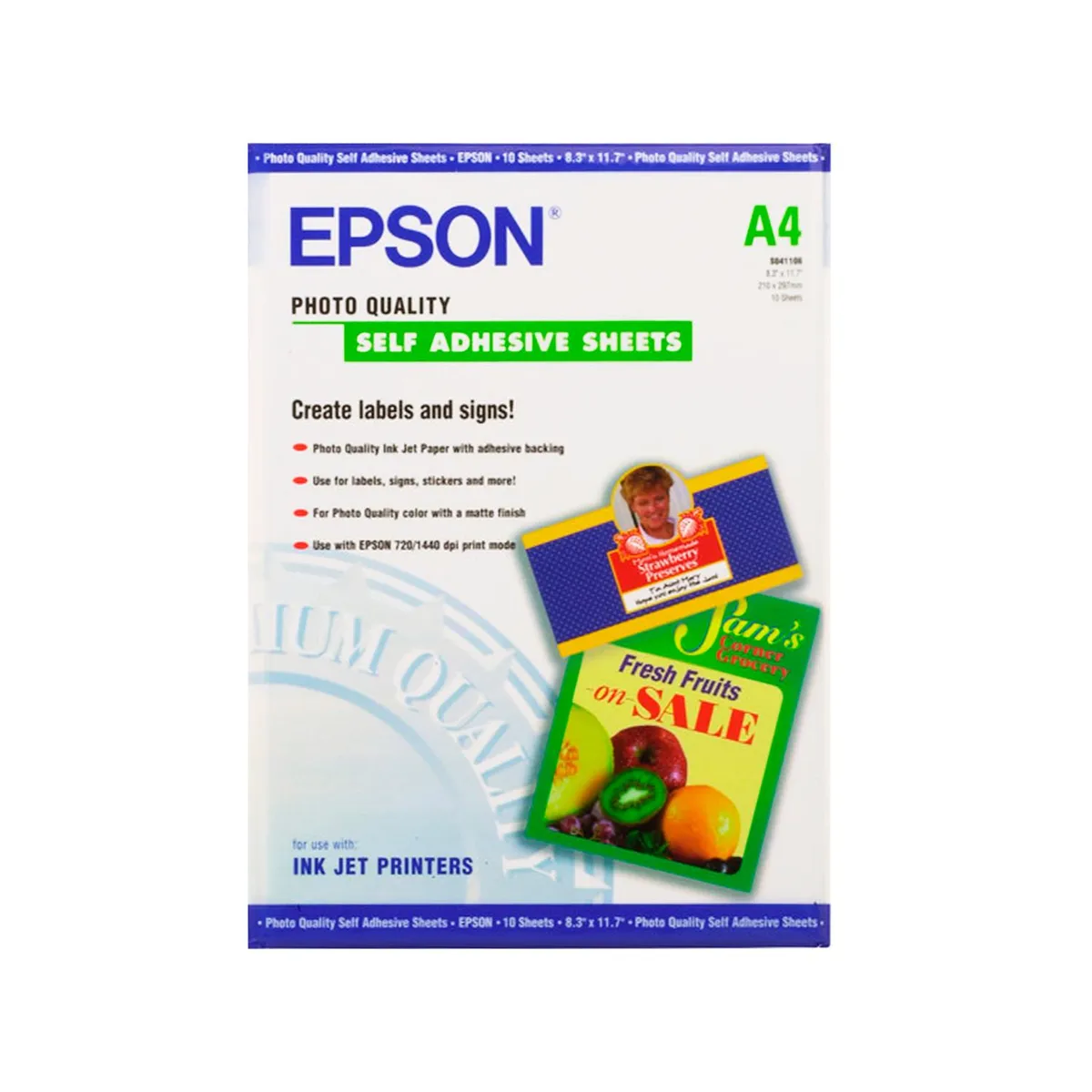 EPSON - Papel Foto Epson Adhesivo Brillante (A4, 10 hojas)