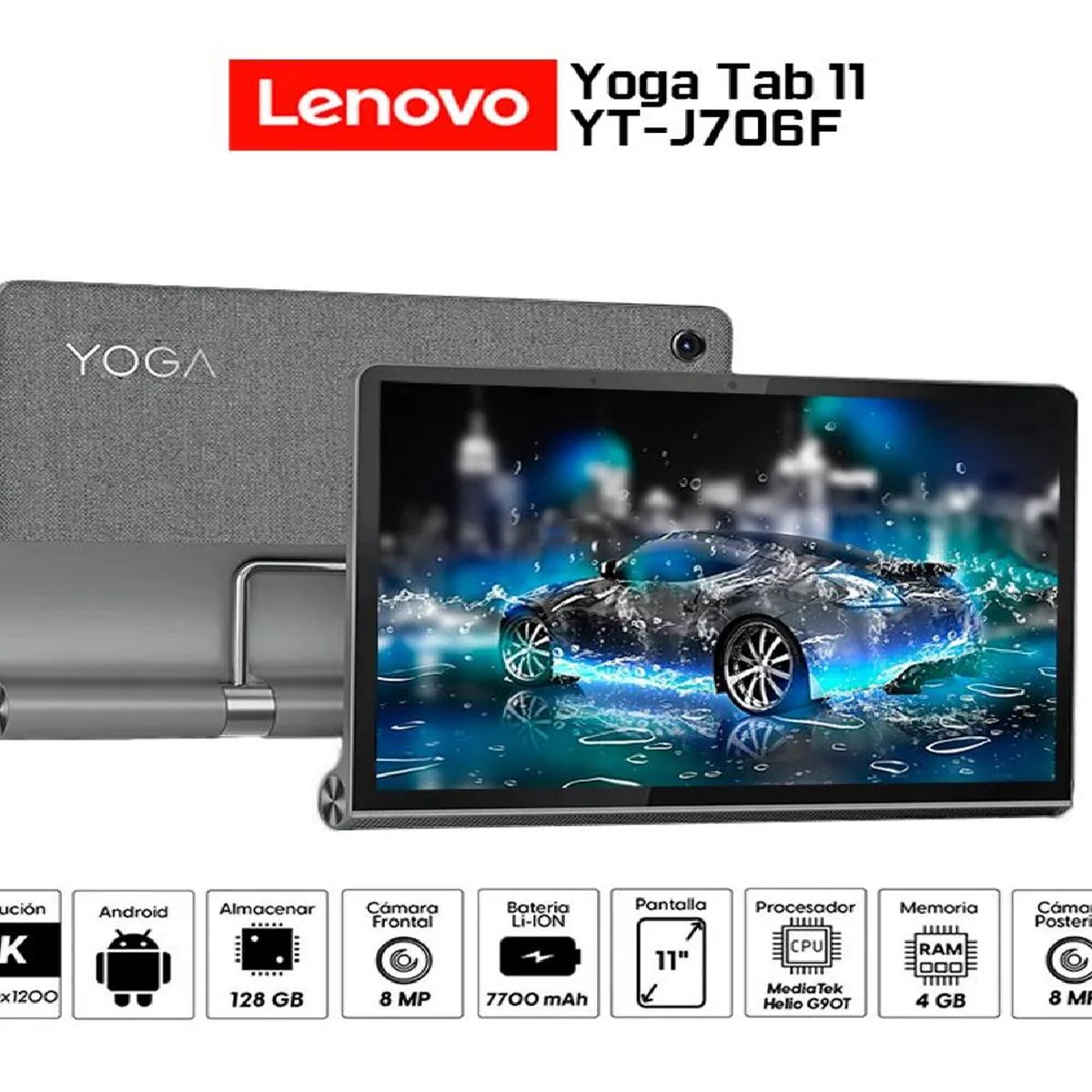 LENOVO - Tablet Lenovo Yoga Tab 11 YT-J706F 11" 2K 4GB 128GB Android 12 - Negro