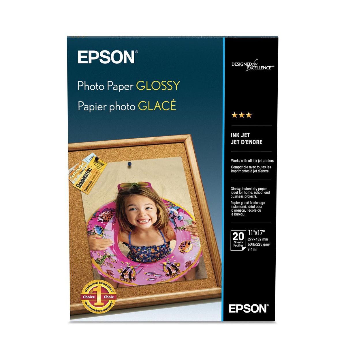 EPSON - Papel Foto Epson Brillante (Tabloide 27x43 cm, 20 hojas)