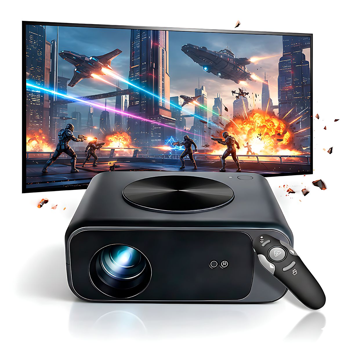 OWLENZ - Proyector Smart Owlenz SD550 Enfoque Automático + Ecran 120 Pulgadas Blanco + Puntero Láser