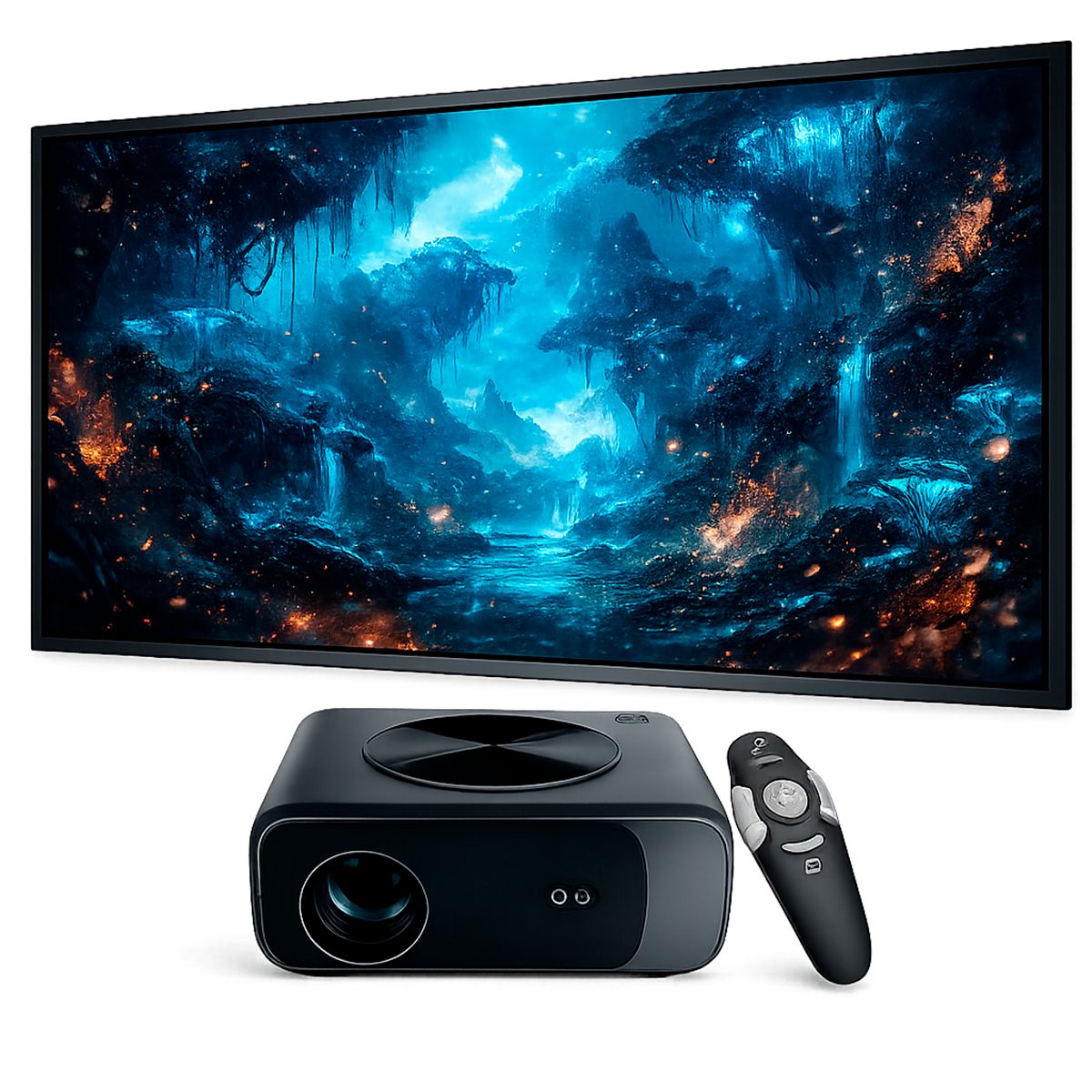 OWLENZ - Proyector Smart Owlenz SD550 Enfoque Automático + Ecran 120 Pulgadas Plomo + Puntero Láser