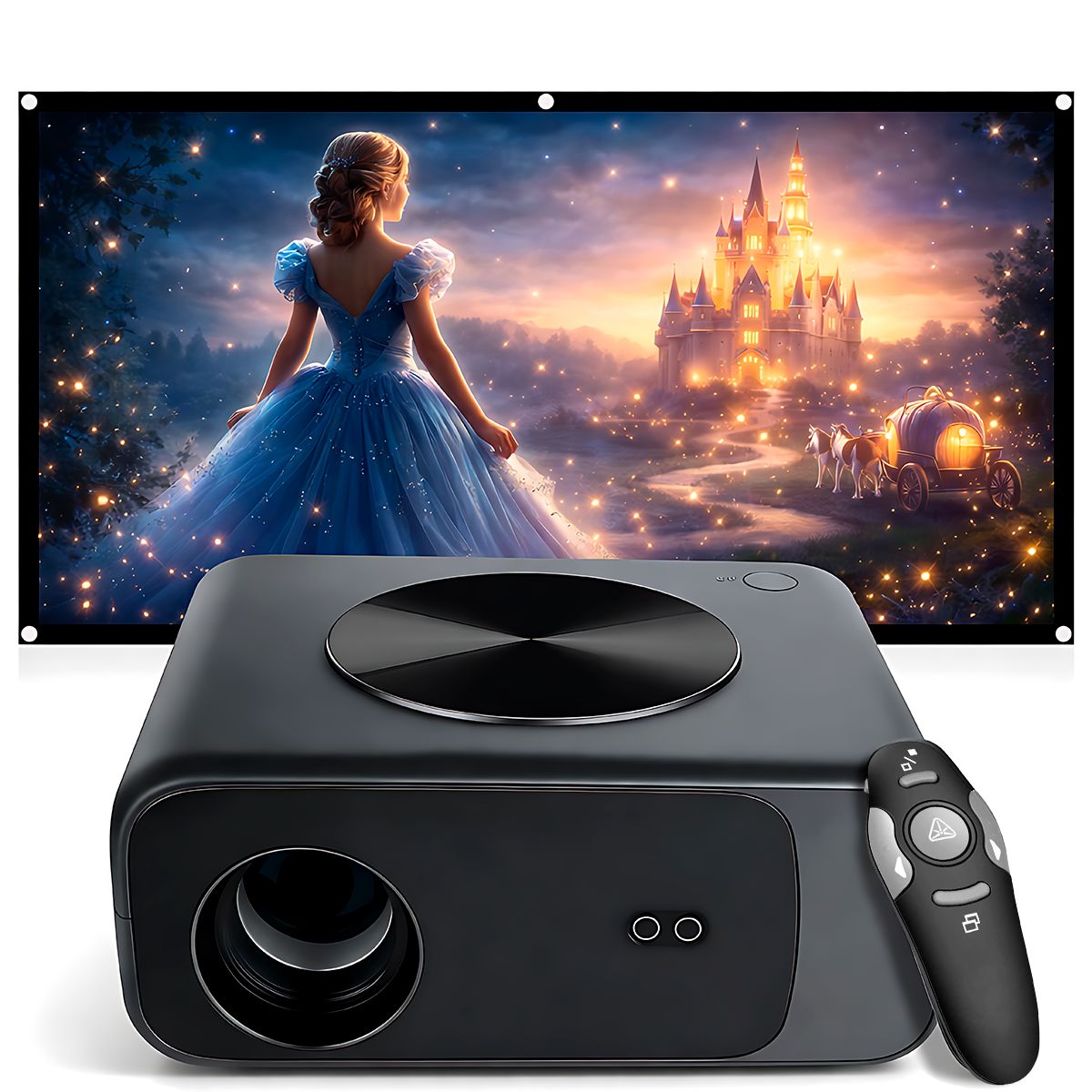 OWLENZ - Proyector Smart Owlenz SD550 Enfoque Automático + Ecran Reflectiva 100 Pulgadas + Puntero Láser