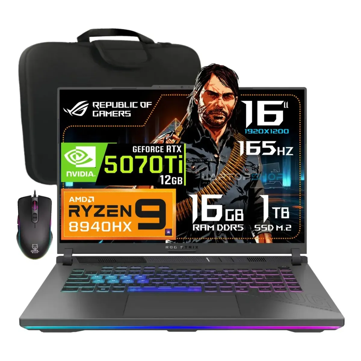 ASUS - Laptop gamer Asus Rog Strix G16 Ryzen 9 SSD 1TB 16GB RAM Nvidia RTX5070ti 16" IPS 165Hz.