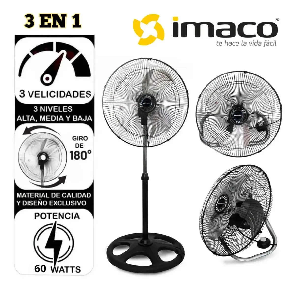 IMACO - VENTILADOR 3 EN 1 IMACO FSM2060 20" 60W OSCILANTE
