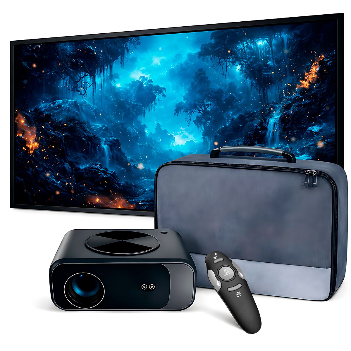 OWLENZ - Proyector Smart SD550 Enfoque Automático + Ecran 120 Pulgadas + Puntero Láser + Bolso de Transporte