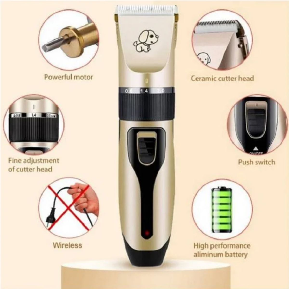 GENERICO - MÁQUINA CORTAPELO PARA MASCOTAS - Kit Completo de Grooming