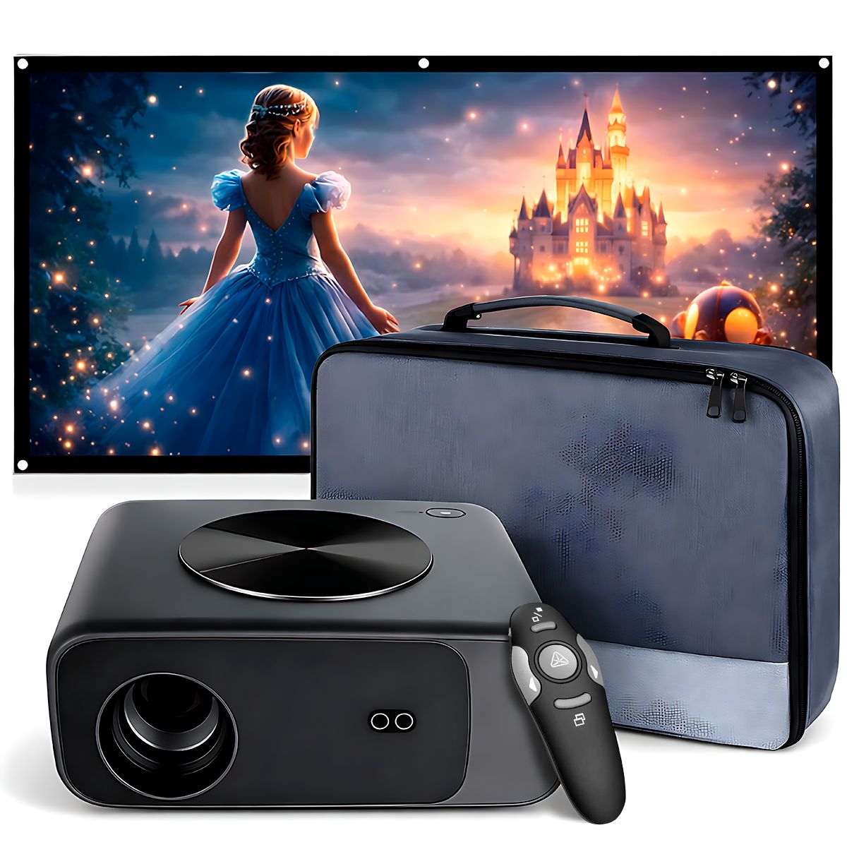 OWLENZ - Proyector Smart SD550 Enfoque Automático + Ecran 100 Pulgadas + Puntero + Bolso de Transporte