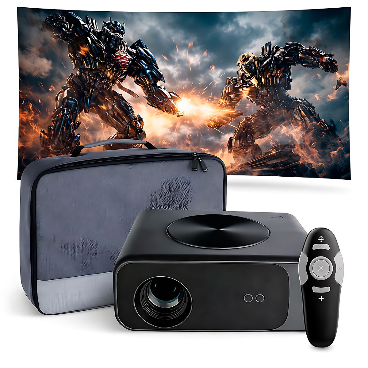 OWLENZ - Proyector Smart SD550 Enfoque Automático + Ecran 100 Pulgadas + Puntero + Bolso de Transporte