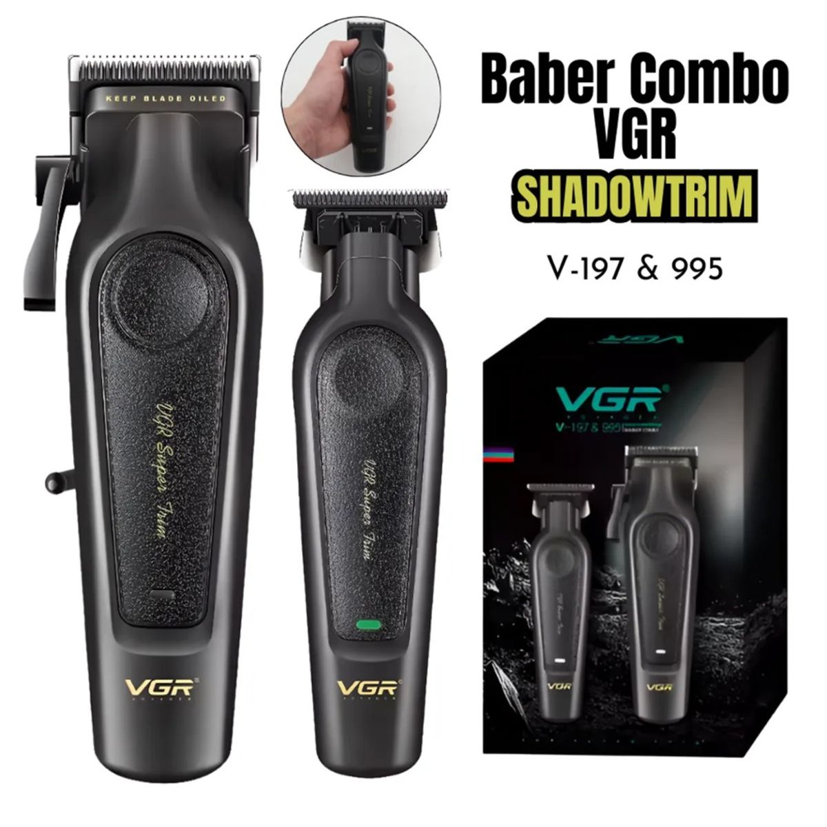 OEM - Maquina Corta Pelo Vgr Barba Trimmer V-197 & V-995 Usb Negro