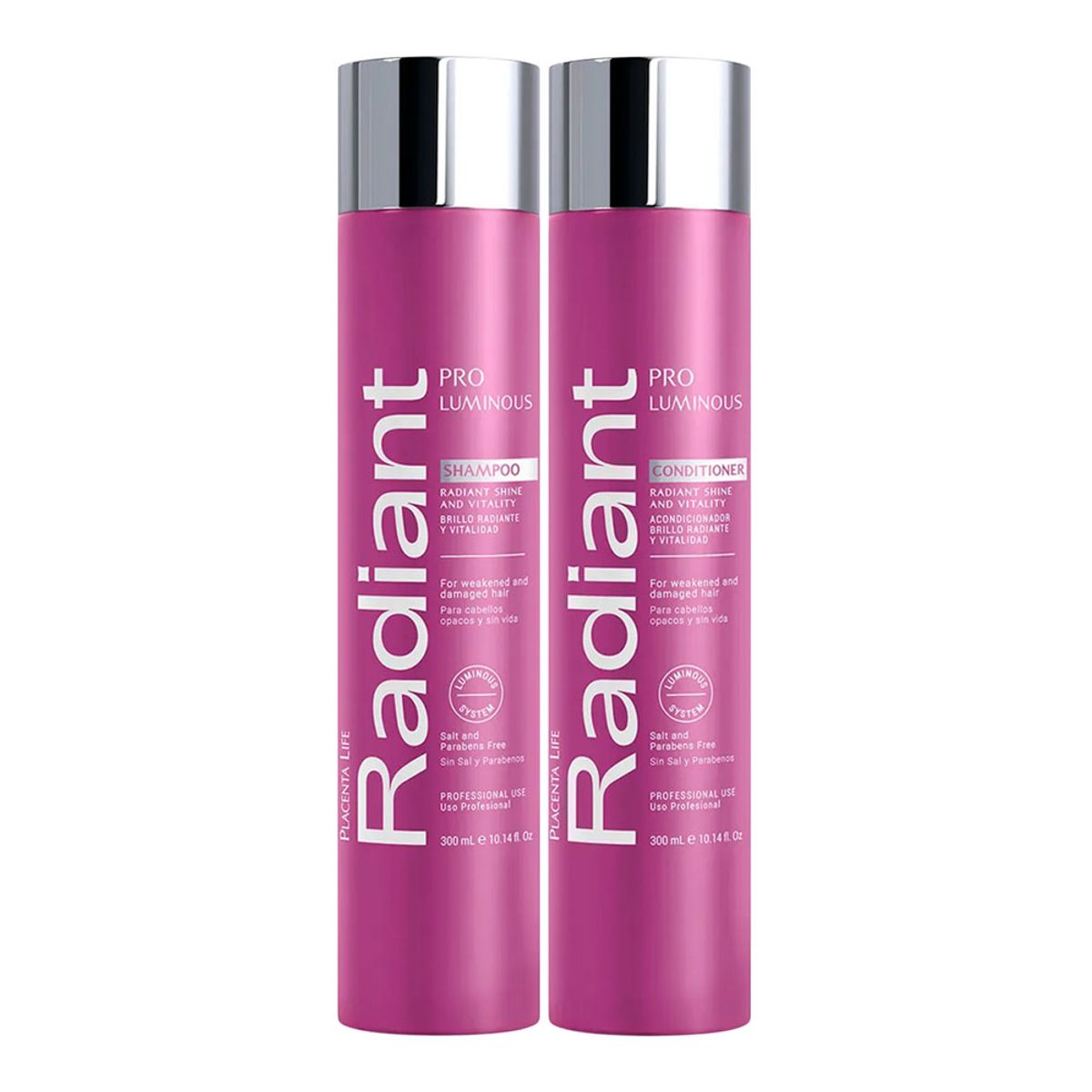 PLACENTA LIFE - Radiant Keratin Pro Luminous Shampoo y Acondicionador 300 ml