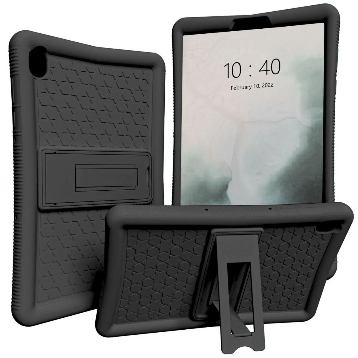 GENERICO - Funda Protector Antigolpe Silicona con Soporte Para Lenovo M8 - NEGRO