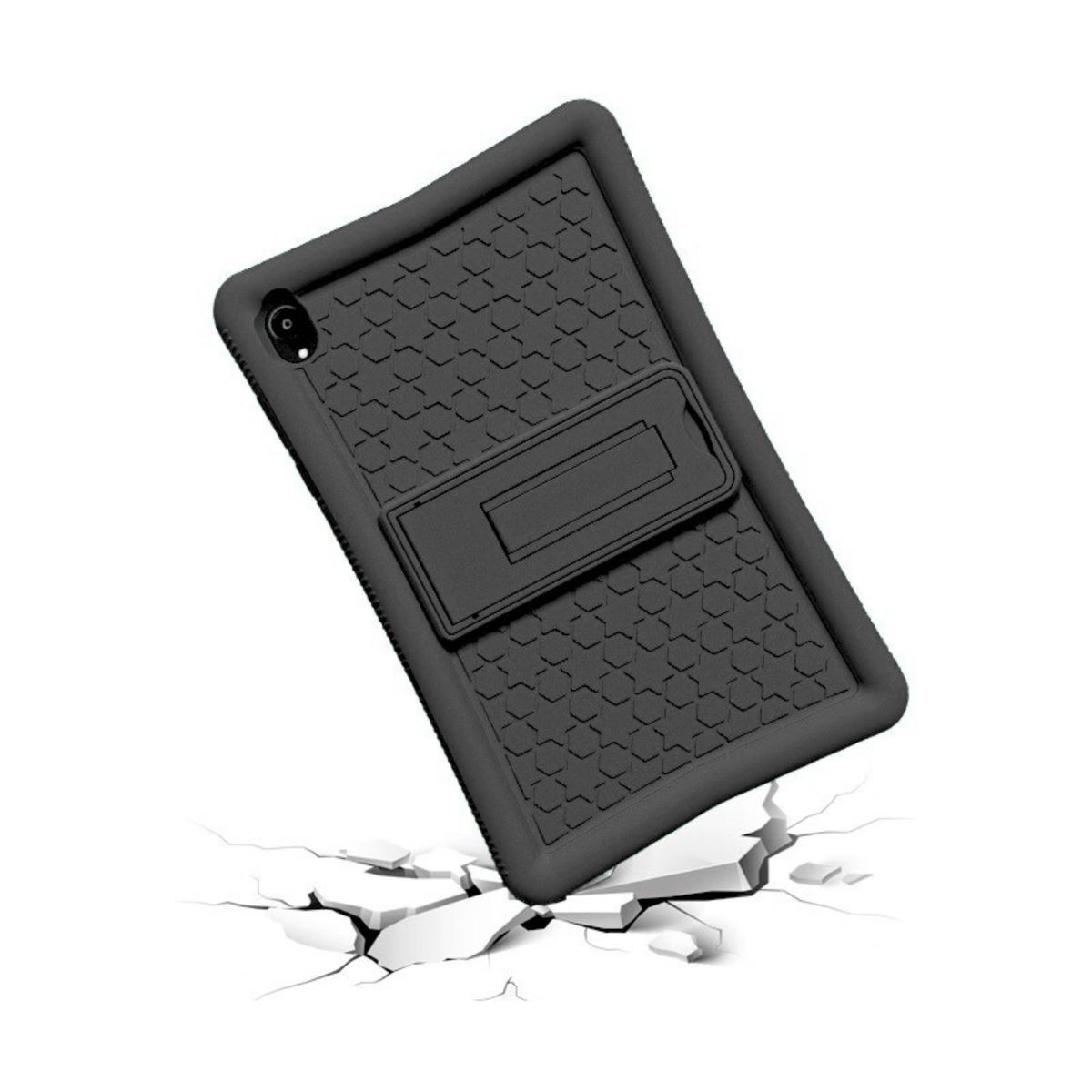 GENERICO - Funda Protector Antigolpe Silicona con Soporte Para Lenovo M8 - NEGRO