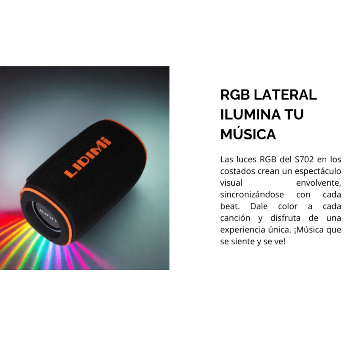 LIDIMI - Parlante Portátil Bluetooth Lidimi LD-S702 Mini 20W con Iluminación RGB y Extra Bass