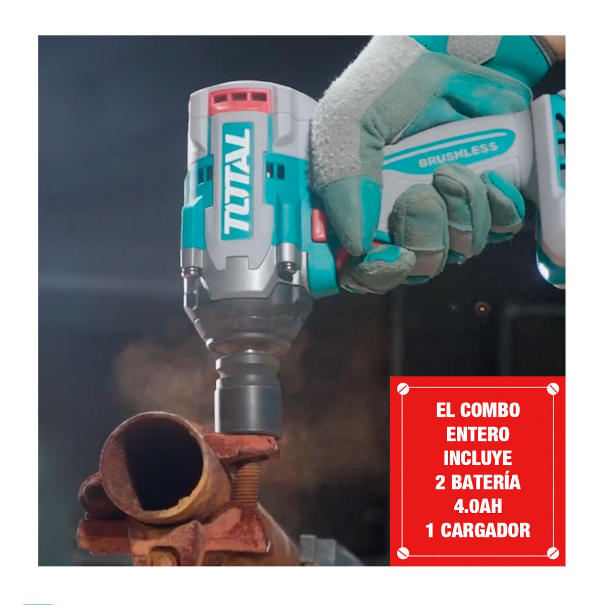 TOTAL TOOLS - COMBO 3 EN 1 LLAVE IMPACTO + RATCHET 65NM + LINTERNA TOTAL TOSLI250981