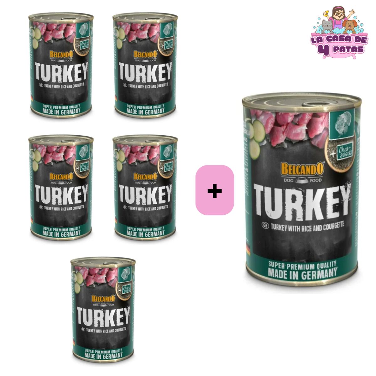 GENERICO - Belcando latas 400gr sabor Pavo PACK 5+1