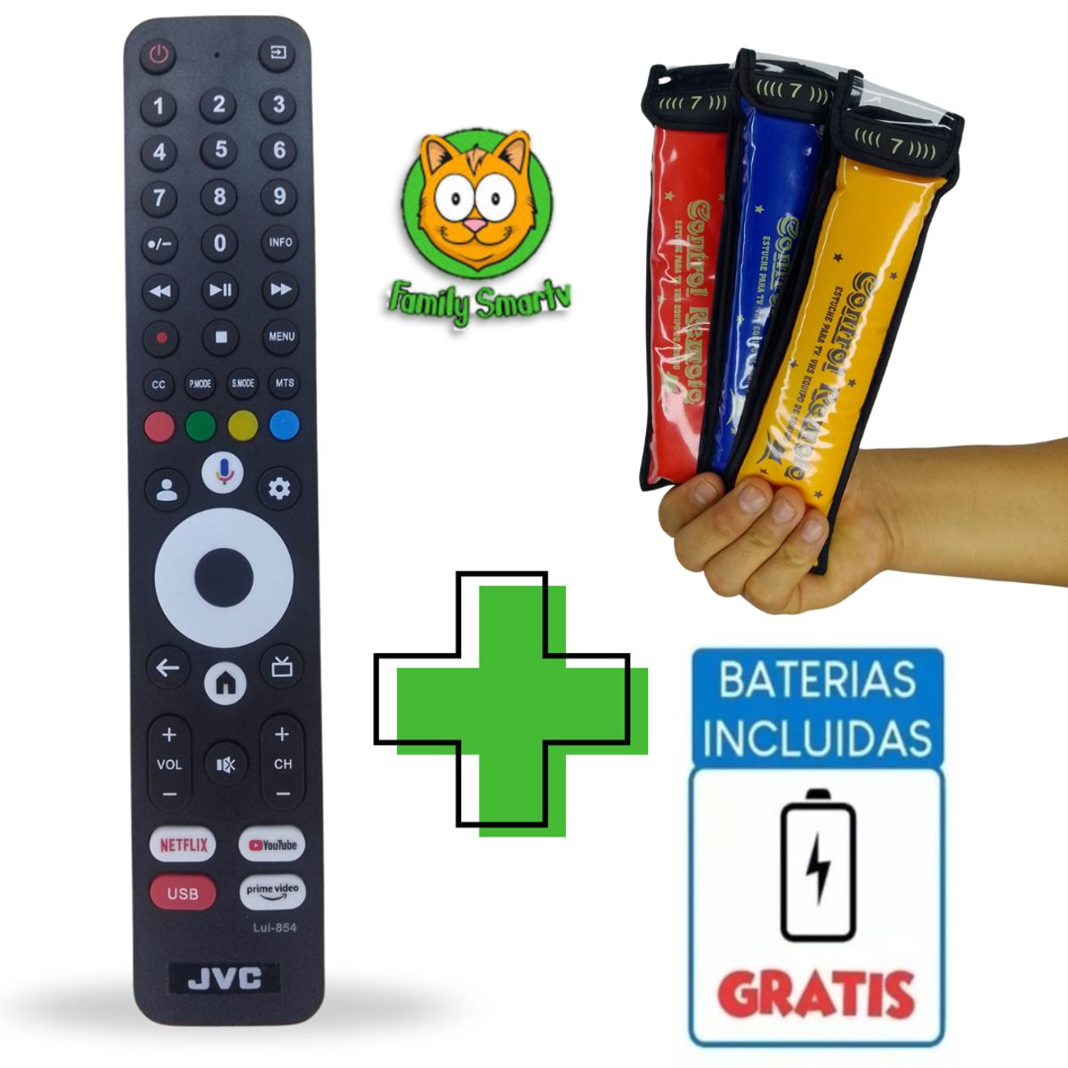 GENERICO - Control remoto compatible para JVC Smart TV RM-C3485 + Funda