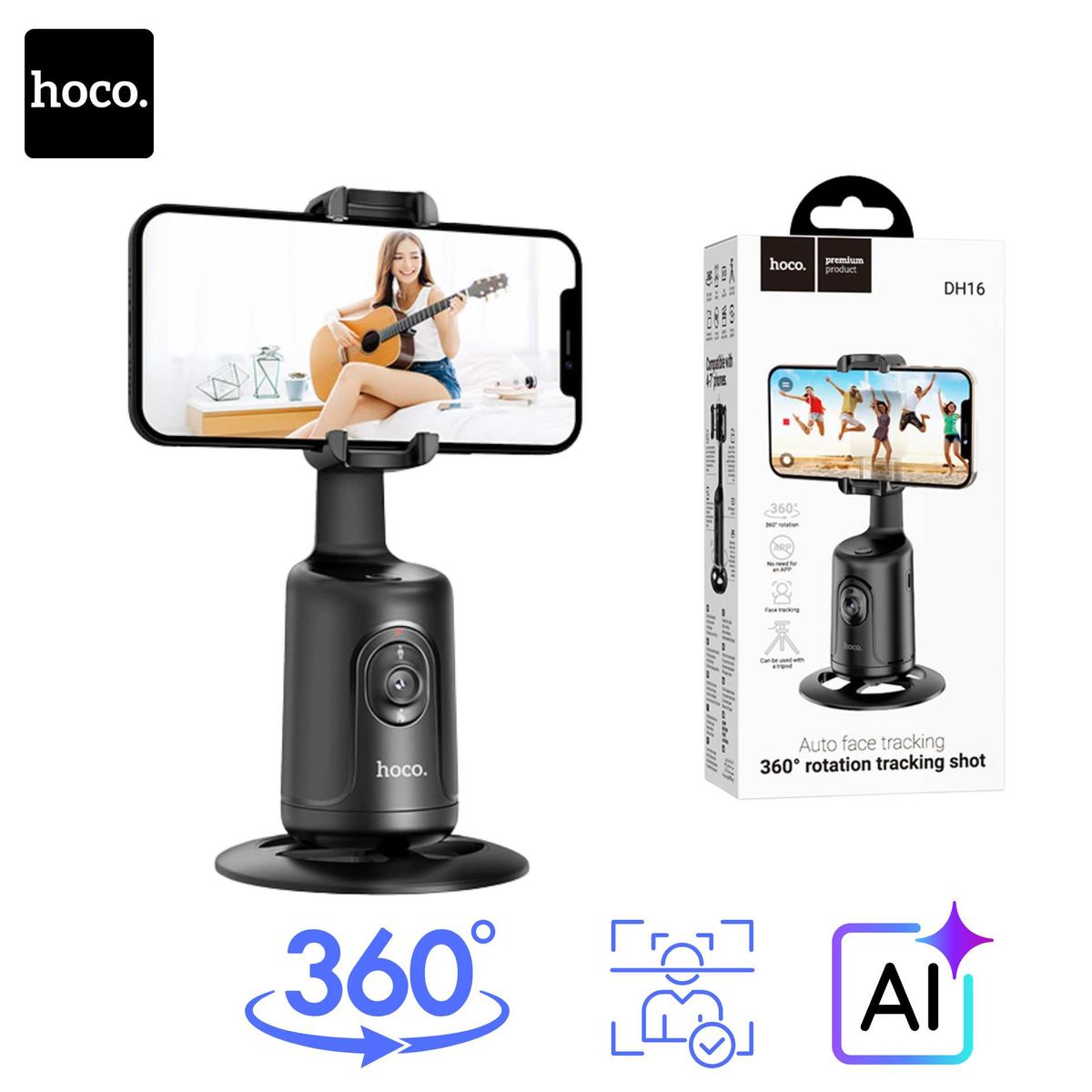 Tripode Holder con Seguimiento Facial Inteligente IA 360° HOCO Celular, marca HOCO - Foto Principal
