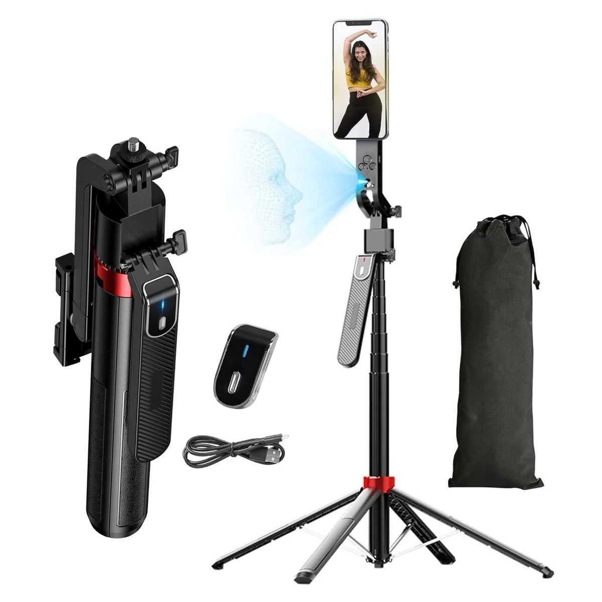 HOCO - Tripode Selfie Stick 180CM con Seguimiento Facial Inteligente 360° HOCO