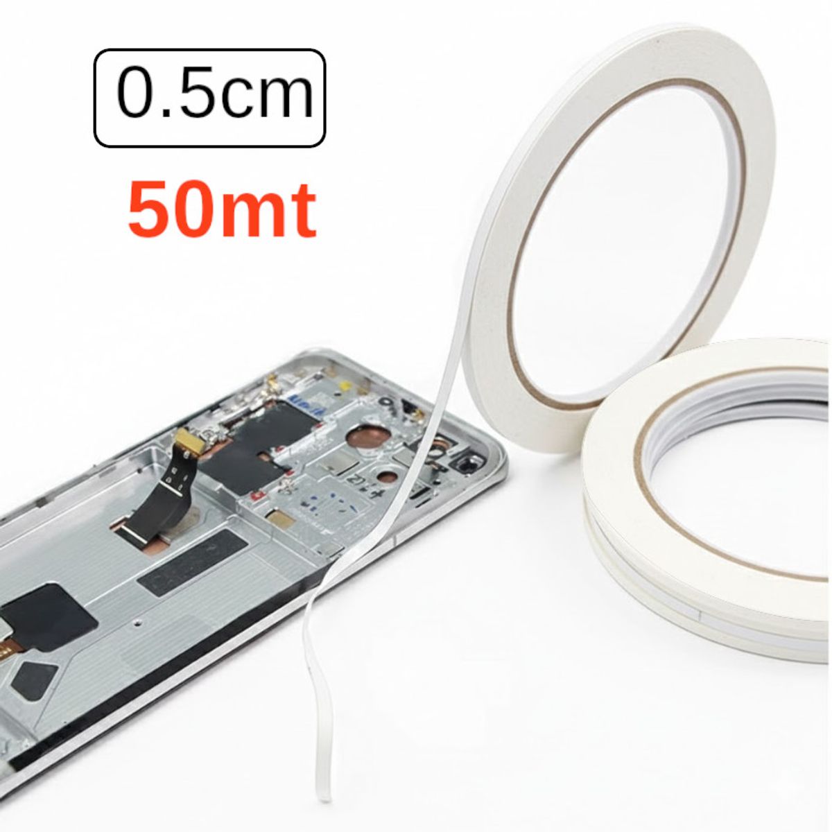 GENERICO - Cinta Doble Cara Contacto Celulares Laptops Tablets Reparación 5mm x 50mts
