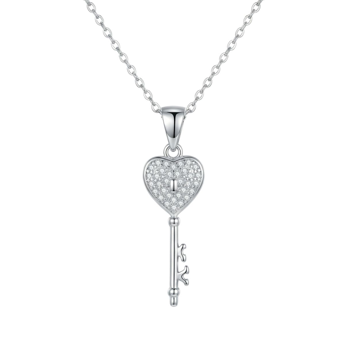 KARMY - Collar Mujer Corazón Llave Regalo Novia Aniversario Acero Plateado