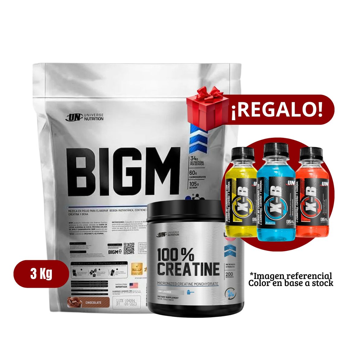 UNIVERSE NUTRITION - Proteína BIGM 3Kg Chocolate+Universe Nutrition 250g+XB