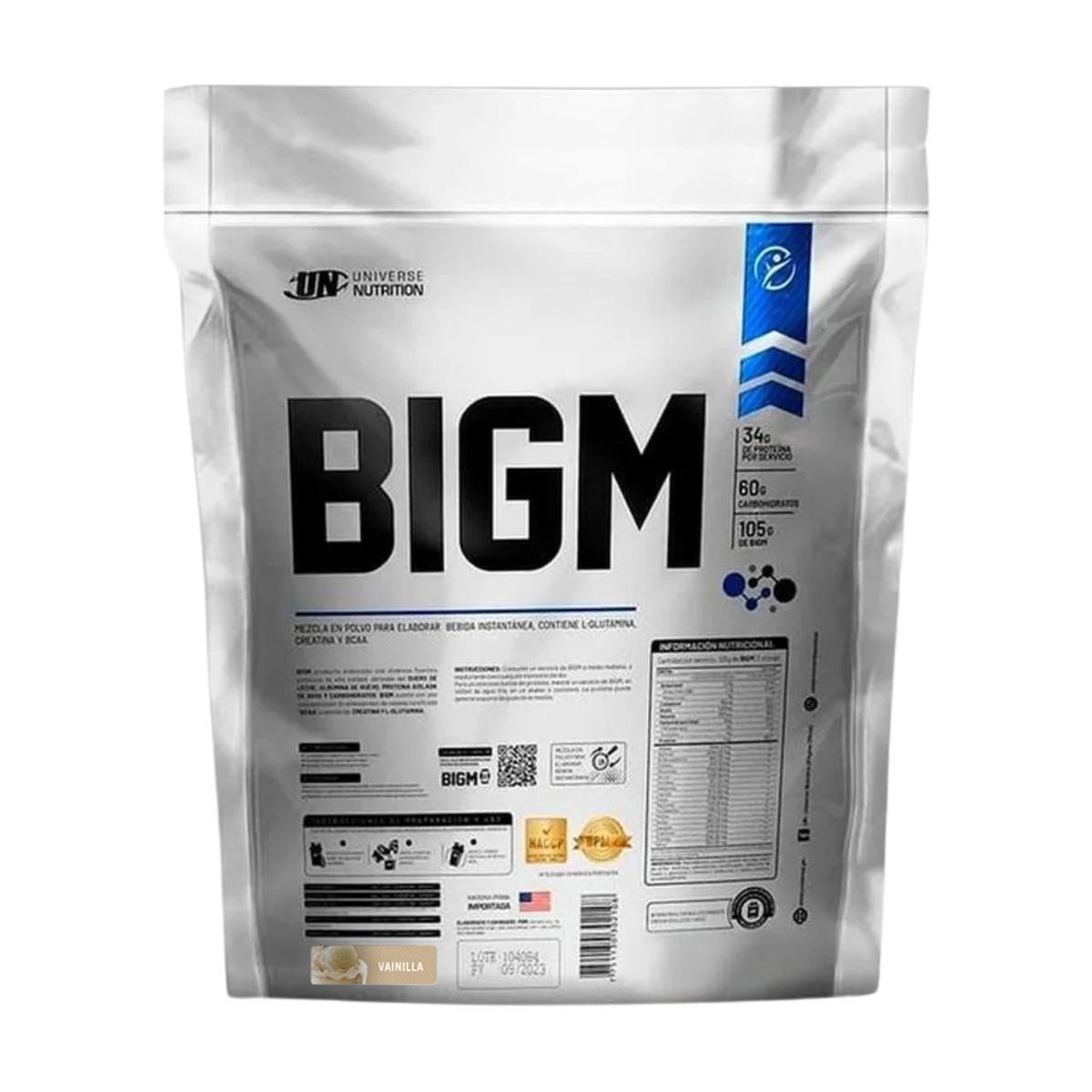 UNIVERSE NUTRITION - Proteína BIGM 3Kg Vainilla+Dragon Pharma 300g+Straps