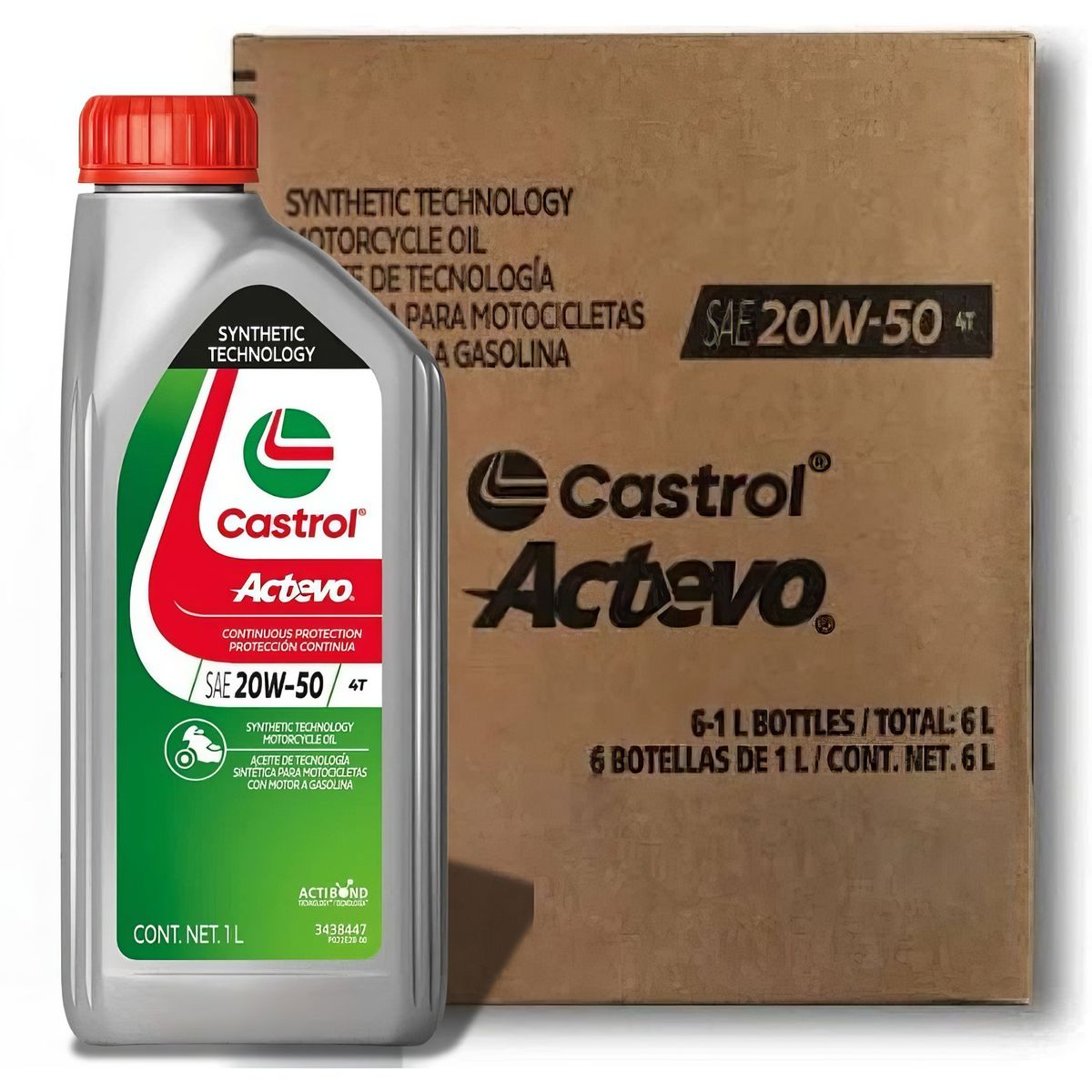 CASTROL - Aceite de Motor Motocicleta Actevo Stop-Start 4T 20W-50 1LT