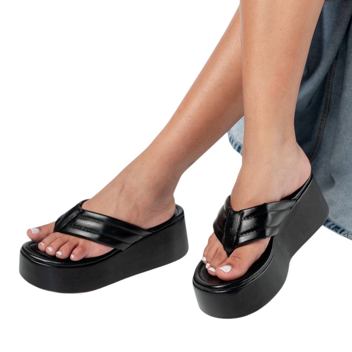 LB LIBBY CALZADOS Y ACCESORIOS - SANDALIAS MUJER PLATAFORMA  MODELO KIM1 COLOR NEGRO