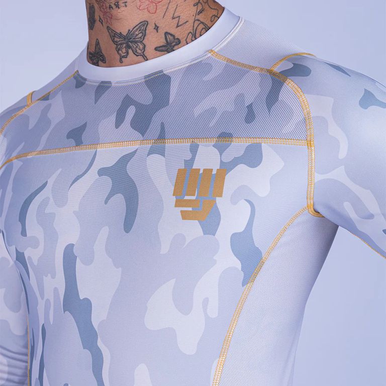 RASHGUARD UPPERCUT MANGA LARGA PARA MMA - BLANCODORADO | Sodimac Perú