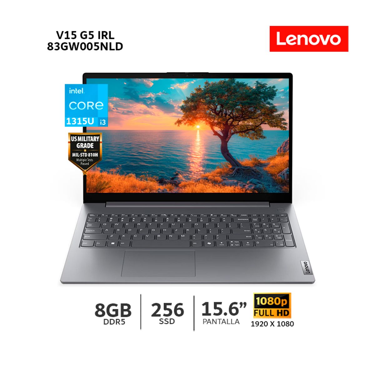 LENOVO - Laptop Lenovo V15 G5 IRL Intel Core i3-1315U 8Gb Ram 256Gb SSD 156 FHD - 83GW005NLD
