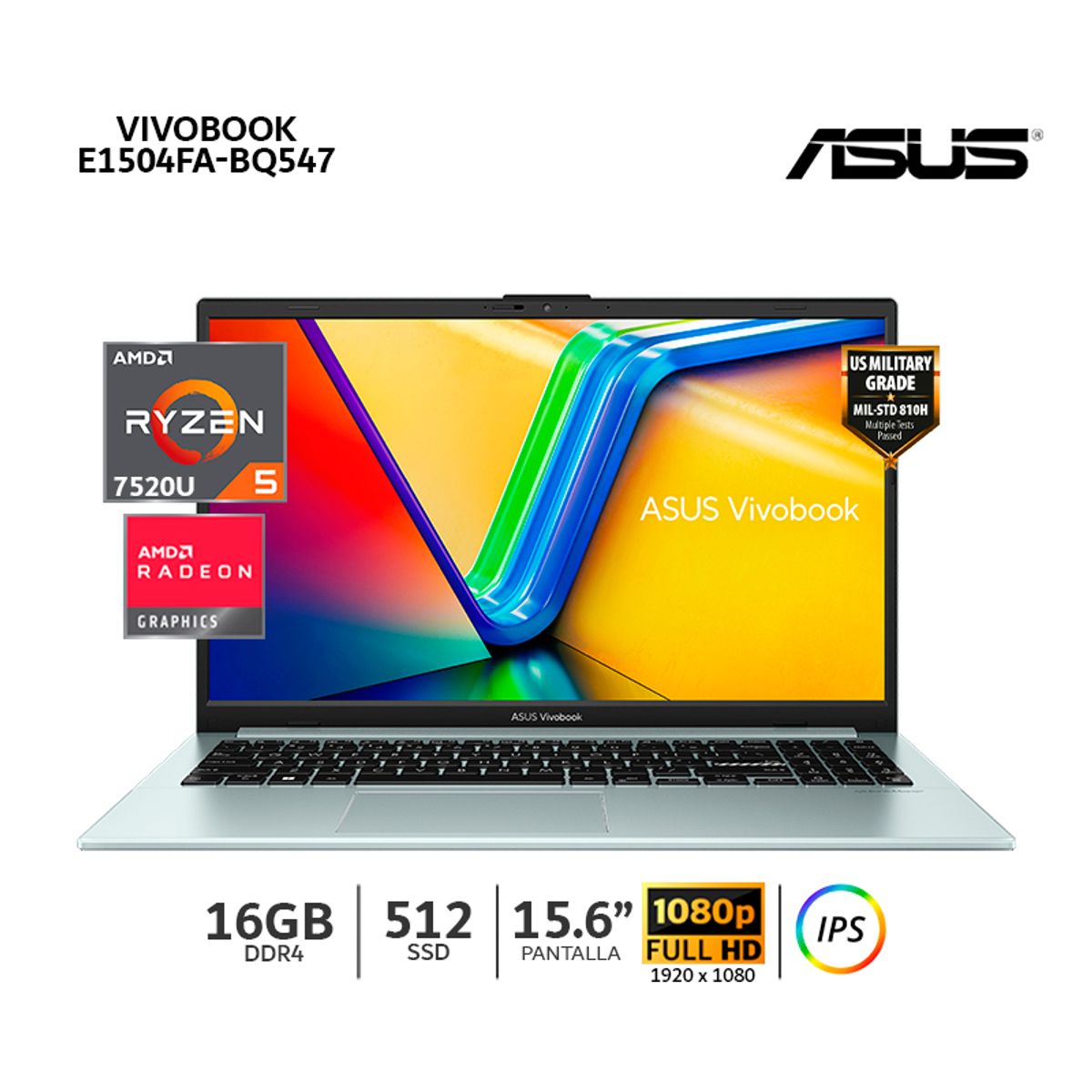 ASUS - ASUS VivoBook Go 15 E1504FA-BQ547 Ryzen 5 7520U 16Gb Ram/ 512Gb SSD/ 15.6" FHD