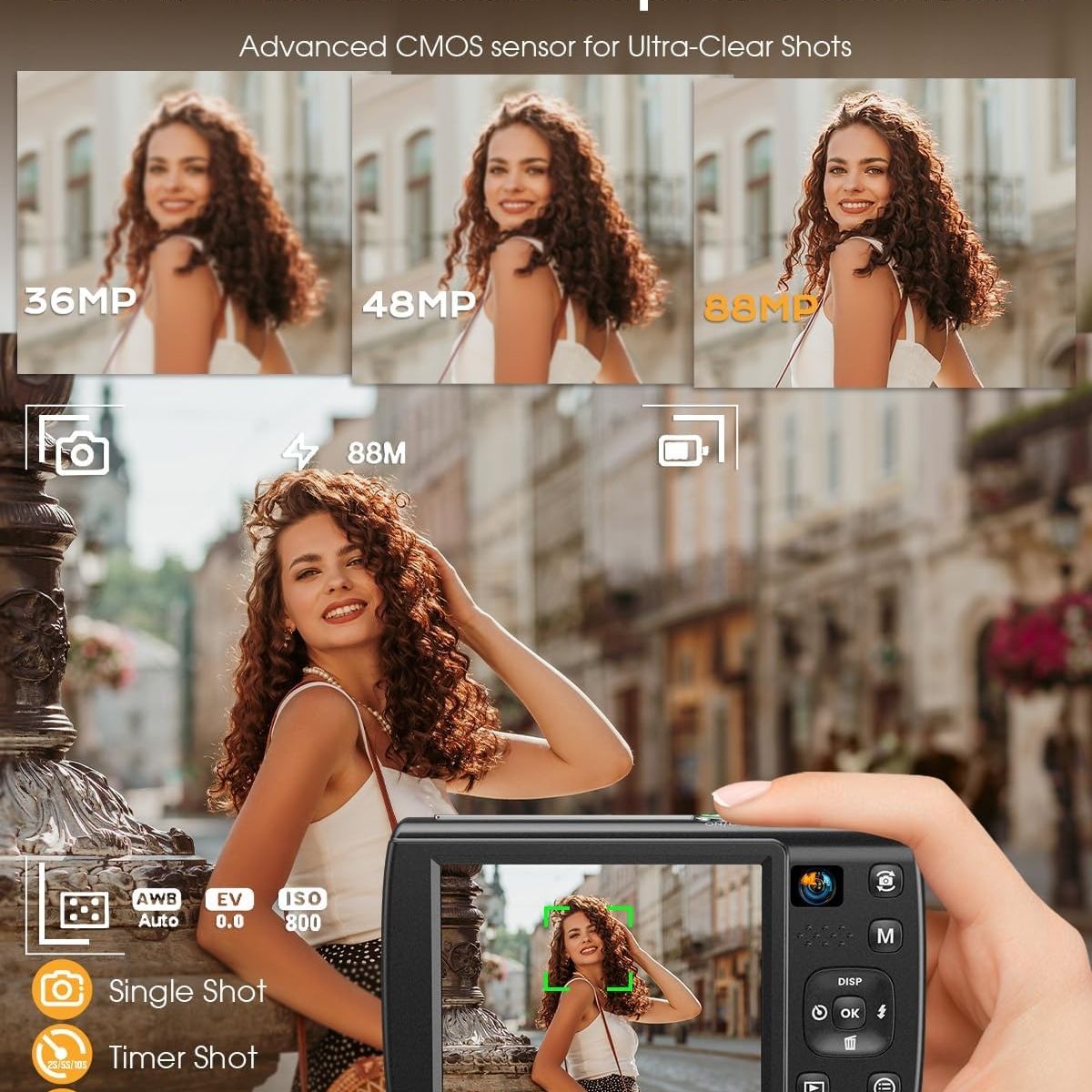 RENVMEXY - Cámara Digital 8K WiFi 88MP Dual Cámara