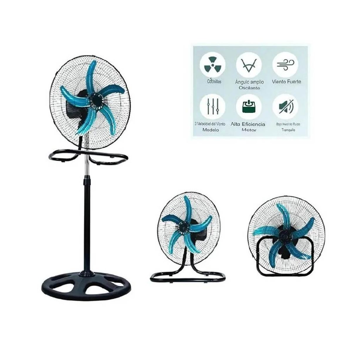 GENERICO - VENTILADOR SEMI INDUSTRIAL AMV  18" 200W -TAIWAN NEGRO - 3 en 1