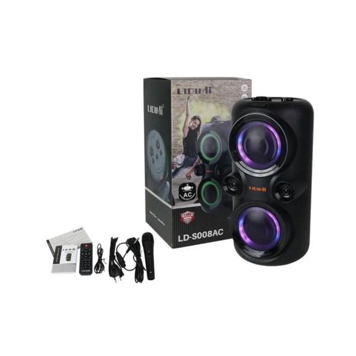 LIDIMI - Parlante Portátil Bluetooth LIDIMI LD-S008AC 70W con Luces RGB Karaoke y Radio FM