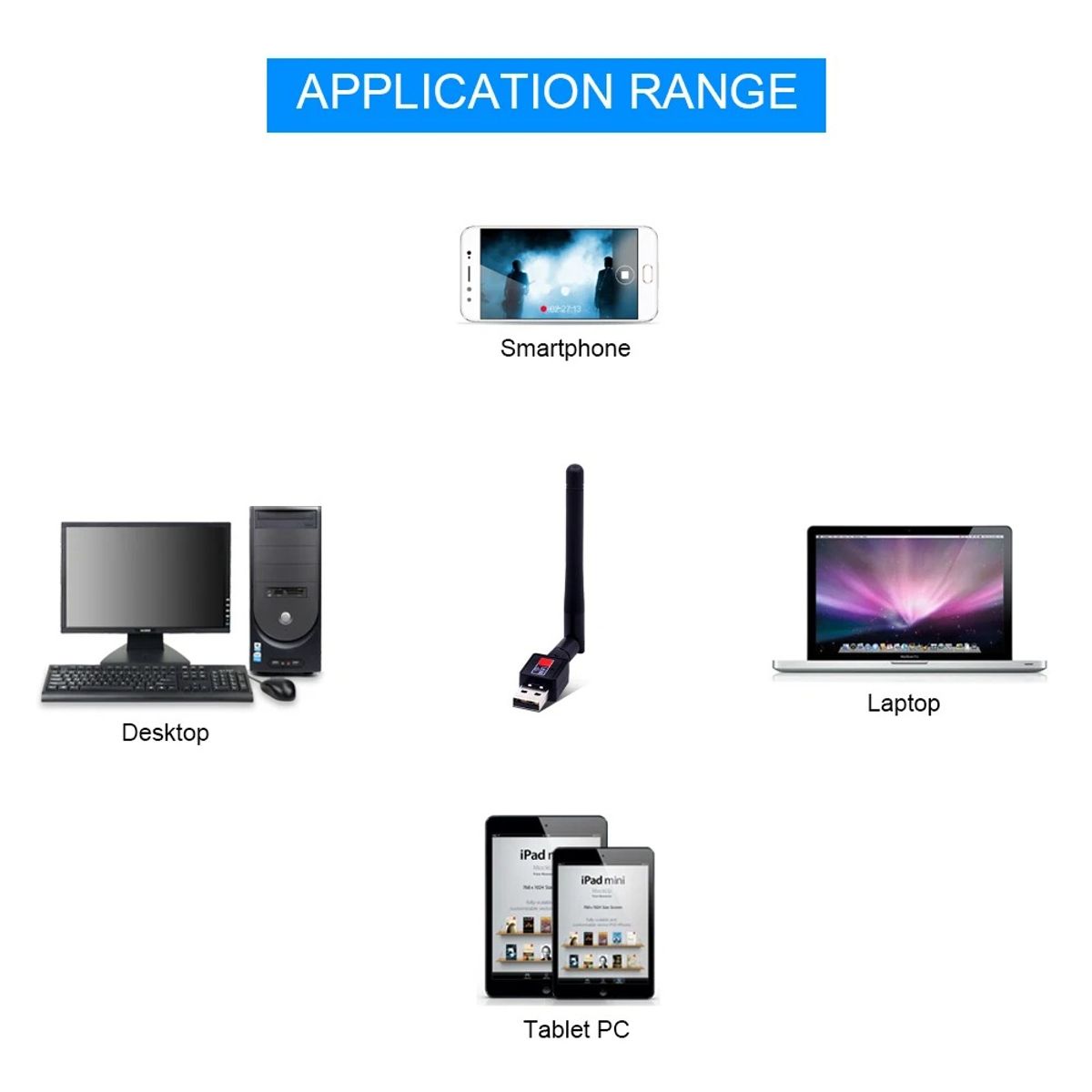GENERICO - Antena Wifi Con Receptor Inalámbrico Conexión USB Universal