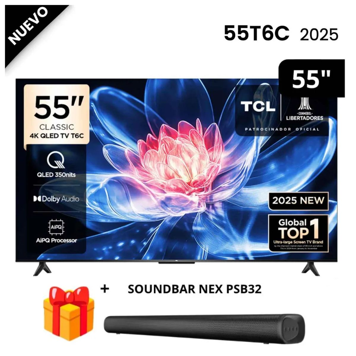 TCL - Televisor TCL 55 QLED 4K Ultra HD 55T6C + Soundbar Nex