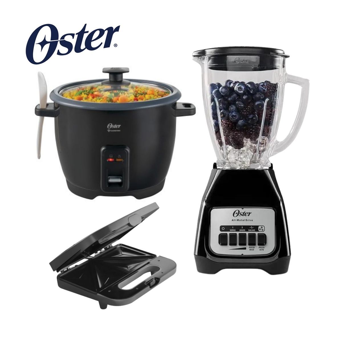 OSTER - COMBO OSTER Olla Arrocera 1.8 LT + Licuadora 2 Velocidades + Sandwichera