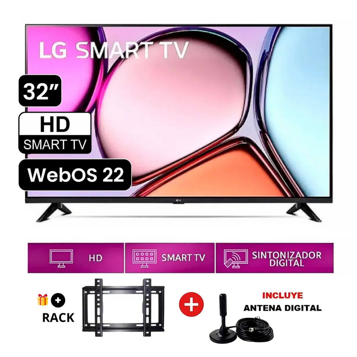 LG - TELEVISOR LG 32 SMART TV LED 32LQ600BPSA + Rack + Antena