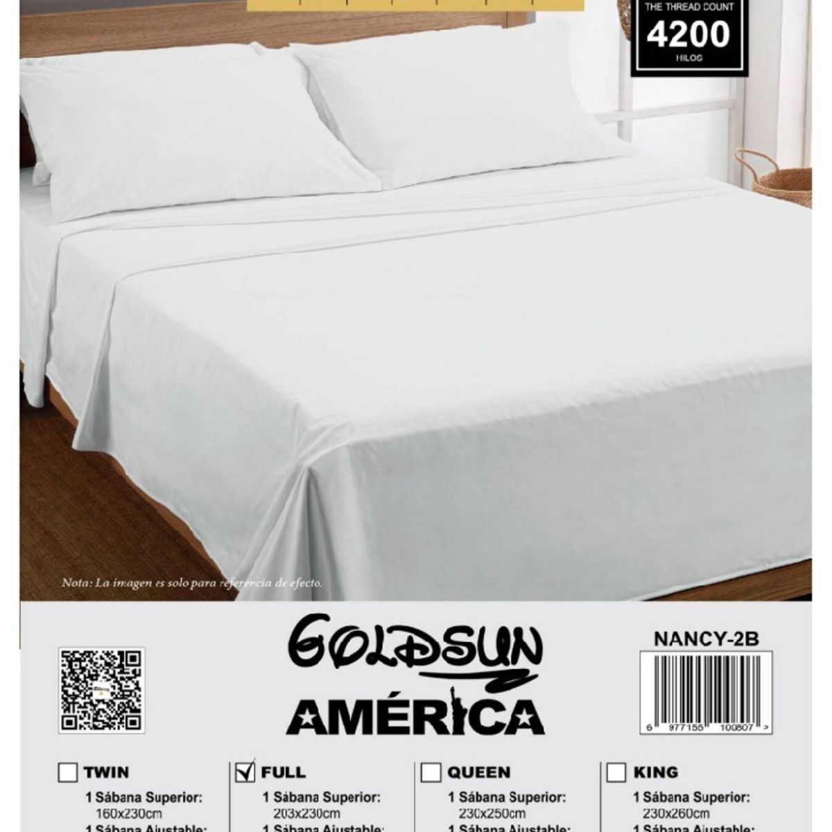 GENERICO - SÁBANAS JUEGO DE SABANAS 4 PIEZAS COLOR BLANCO 2 PLAZAS 4200 HILOS