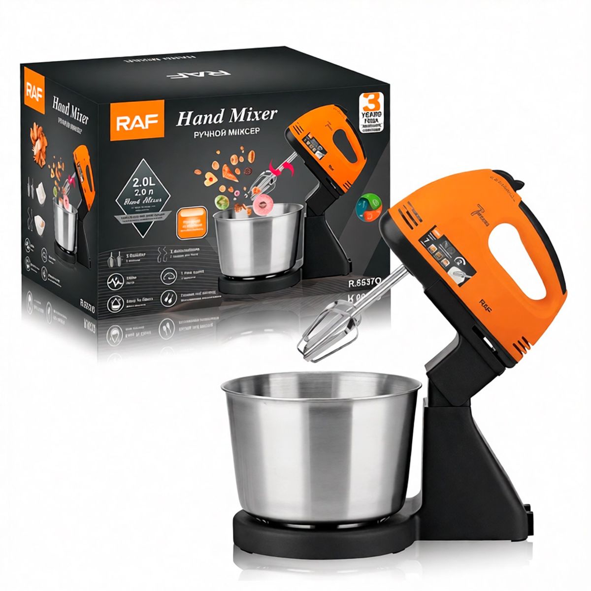 RAFF - Batidora De Mano Pedestal Raf R.6637 2 Litros 7 Velocidades