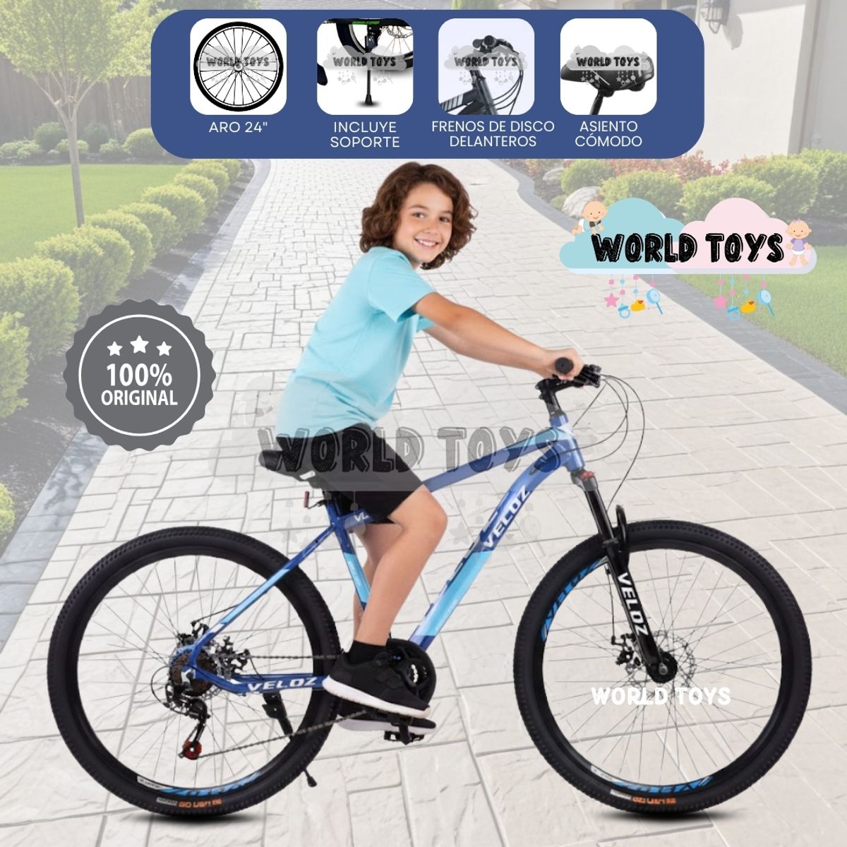 VELOX - Bicicleta Montañera Aro 24 «CROMOLY» Edición Exclusiva Multi Blue