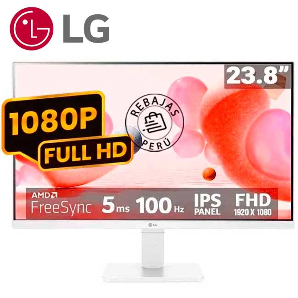 LG - Monitor LG 24MR400-W 24″ IPS Full HD 100 Hz HDMI VGA – FreeSync, Blanco