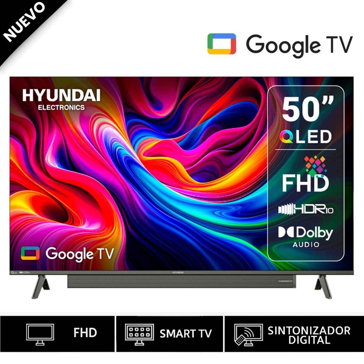 HYUNDAI - Televisor HYUNDAI 50 QLED FHD Google TV HYLED5029QFG