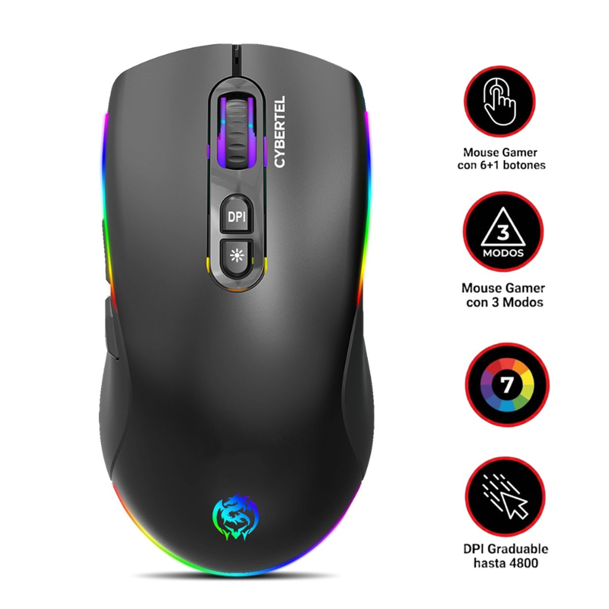 CYBERTEL - MOUSE GAMER INALAMBRICO 3 MODOS DINASTY RGB  CBX M609-3m