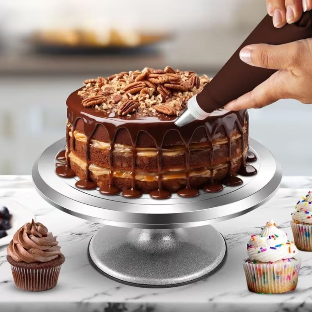 ELMEJORPRECIO - Base Giratoria para Tortas de Aluminio